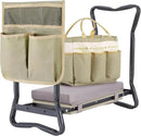 Ohuhu Upgraded Garden Kneeler and Seat 2-in-1 Foldable Gardening Stool with Detachable Soft Kneeling Pad, Garden Bench Heavy Duty with Large Tools Bag and Pouch, Gifts for Women Men Seniors Gardener by GreenHaven Gardens