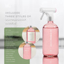 MaisoNovo Spray Bottle for Hair - 16.9 fl oz Pink x 2 with 16 Labels by GreenHaven Gardens