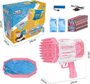Bubble Gun, Bazooka Bubble Machine Gun, Bubble Blaster Gun with Bubble Solution, 69 Holes Bubble Bazooka Gun Outdoor Summer Toy Party Favors for Kids Pink Bubble Maker Blowers by TinyTreasures Baby Boutique