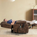 MAEVIS Power Recliner Chair, Lay Flat Sleeping Lift Chairs Recliner for Elderly with Heat and Massage,Comfy Real Breathable Leather Recliners with Dual OKIN Motor for Living Room (Ochre) by CozyNest Decor
