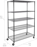 Seville Classics UltraDurable Heavy Duty NSF Solid Steel Wire Rack Storage Unit, Organizer for Garage, Warehouse, Office, Restaurant, Classroom, Kitchen, Black, 5-Tier Shelving, 48" W x 24" D by CozyNest Decor