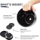 Sureasy Ceramic Indoor Plant Pots - 5.6 Inch Flower Pots for Plants with Drainage Hole and Saucer, Embossed Planter for Succulents, Orchid, Cactus, Indoor Home Decor, Set of 4, Black by GreenHaven Gardens