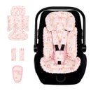 Infant Car Seat Insert and Strap Covers, Very Soft Car Seat Head Support Baby Girl Boy, Reversible Newborn Carseat Insert Cushion Fits for Stroller, Baby Swing, Bouncer (Pink Rainbow) by TinyTreasures Baby Boutique