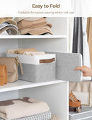 StorageWorks Narrow Storage Bins, Small Basket for Closet and Shelves, Rectangular Fabric Organizer with Handles, Toilet Paper Storage, Gray and White Stripes, 2-Pack by CozyNest Decor