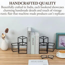 MyGift Modern Matte Black Metal Geometric Bookends in 3 Cube Frame Design, Decorative Book Stands for Home Library Bookshelf Office Desk, 1 Pair, Handcrafted in India by CozyNest Decor