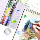 Watercolor Paint set, 24 Colors Premium Solid Watercolor Half Pans in Tin Box, 1 refillable Water Brush Pen, Art Pigment Kit Perfect for Artists Students Kids Beginners and Art Lovers by TinyTreasures Baby Boutique