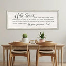 Holy Spirit You are Welcome Here Wall Decor Art 40x15 Inch Large Christian Song Bible Verse Plaque Wood Framed Sign Living Room Scripture Quote Religious For Office Wall Hanging (White)