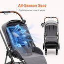 Air Lux Baby Stroller with Carbon Fiber Frame, One-Hand Fold & Reversible Seat, Magnetic 5-Pt Harness, Car Seat Adapter, 15.8lbs, Cinder by TinyTreasures Baby Boutique