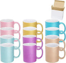 11oz White Ceramic Sublimation Coffee Mug in White Gift Box, 6 Sparkling Mixed Colors, Case of 12 by CozyNest Decor