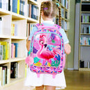 Girls Rolling Backpack, Cute Flamingo Roller Wheels Kids Bookbag - Wheeled Elementary School Bag - 3PCS Flamingo by TinyTreasures Baby Boutique