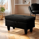 Ottoman Rectangular Storage Ottoman Bench, Faux Leather Footrest, Coffee Table, Stool Footstool with Hinged Lid for Living Room, Bedroom, Entryway, Black, 28.5"x19"x17.5" by CozyNest Decor