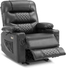 MCombo Zero Gravity Power Recliner Chair with Heat and Vibration Massage, Reclining Chair with USB Ports, Cup Holders for Living Room, Faux Leather PR621 (Grey) by CozyNest Decor