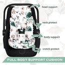 Infant Car Seat Insert and Strap Covers, Very Soft Car Seat Head Support Baby Girl Boy, Reversible Newborn Carseat Insert Cushion Fits for Stroller, Baby Swing, Bouncer (White Animals) by TinyTreasures Baby Boutique