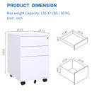 3 Drawer Mobile File Cabinet with Lock Steel File Cabinet for Legal/Letter/A4/F4 Size, Fully Assembled Include Wheels, Home/ Office Design