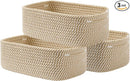 Small Woven Basket, 12 x 8 x 4.5 Inches, Storage Basket for Organizing, Cute Small Rope Shelf Closet Cube Storage Bins Baskets for Shelves, Dog Toy Gift Baskets Empty, 3 Pack Brown by TinyTreasures Baby Boutique