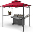 COOSHADE 8'x 5' Grill Gazebo Double Tiered Outdoor BBQ Gazebo Canopy with LED Light (Burgundy) by GreenHaven Gardens