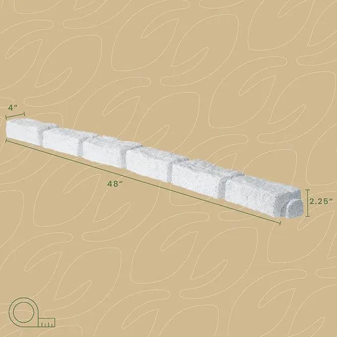 Beuta Landscape Edging | Garden Edging Border | No Dig Faux Stone Bricks & Spikes for Lawn Edging, Flower beds, Pathways & Yards – 4 Packs | Each Pack Has 6 Bricks 48" Lx 4" W x 2.25" H|Limewash, photo 5 of 8