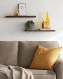 BAYKA Floating Shelves Set of 2, 22.5" Rustic Wood Wall Mounted Shelves for Bedroom, Living Room, Kitchen & Office, Hanging Display Shelf with 22 lbs Capacity (Rustic Brown) by CozyNest Decor