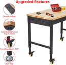 48'' Adjustable Workbench, Heavy Duty Workbench with Power Outlet and Lockable Wheels, 2000 LBS Capacity, Work Table Suitable for Office, Garage, Workshop by GreenHaven Gardens