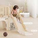 YUFU 8 in 1 Toddler Slide Set, Kids Slide for Toddlers Age 1-3, Toddler Playset with Climber, Basketball Hoop and Ball, Outdoor Indoor Playground for Toddlers 1-3 (Beige+Coffee) by TinyTreasures Baby Boutique