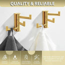 Angle Simple Towel Hooks Swivel, SUS 304 Stainless Steel 3 Arms Foldable Hand Towel Holder, Coat Hooks, Brushed Gold, 2 Pack by CozyNest Decor