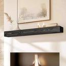 56x8x5 Fireplace Mantel - Handcrafted Hollow Rustic Solid Wood Wall Mounted Floating Shelf with Invisible Heavy Duty Wood Bracket (Weathered Black) by CozyNest Decor