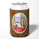 French Bulldog and lady Can or Bottle Hugger Cooler Sleeve for Standard 12 oz Cans, Insulated Foam Beer & Soda Can Hugger Reusable