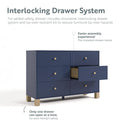 Storkcraft California 6 Drawer Double Dresser (Midnight Blue with Driftwood) – GREENGUARD Gold Certified, Spacious Storage Organizer for Kids’ Room, Safety Interlocking Drawer System by TinyTreasures Baby Boutique
