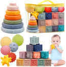 Montessori Toys for Babies 6-12 Months, Soft Baby Blocks Toys Set, 3 in 1 Infant Stacking Building Blocks, Teething Toys Sensory Balls Educational Learning Toys for Toddlers 3-6-9-11 Months Boys Girls by TinyTreasures Baby Boutique