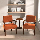 Accent Chair Set of 2 with Table, Living Room Chairs with Soft Seat and Armrests for Living Room Bedroom Reading Room Waiting Room (Orange), Linen, AC01 by CozyNest Decor
