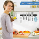 Magnetic Knife Holder for Wall 20 Inch, No Drilling black knife magnetic strip with 4 Hooks, Strong Magnet Knife Holder strip, Magnetic Knife Rack Bar for Kitchen Knives and Tools by CozyNest Decor