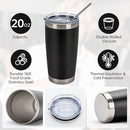 IEOVIEE 32 Pack 20oz Stainless Steel Bulk Tumblers with Lids and Straws Double Wall Insulated Travel Mug Durable Powder Coated Tumbler Bulk Cup for Cold and Hot Drinks(Black) by TinyTreasures Baby Boutique