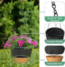 ZMTECH 12 Inch Hanging Planters for Indoor Outdoor Plants, 1 Pack Self Watering Hanging Plant Pots with Drainage Holes and Removable Saucer, Plastic Flower Hanging Pots with Watering Lip (Black) by CozyNest Decor