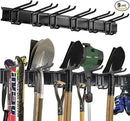 Wall Mount Tool Storage Rack, Heavy Duty Garage Storage Tool Organizer, Garden Tool Wall Hooks and Hangers, Hold Up to 350lbs Black by GreenHaven Gardens