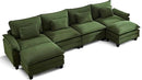 URRED Modular Sectional Sofa Comfy Cloud Couch, Modern Corduroy Sofa Sleeper Deep Seat Couches with Ottoman/Pillows for Living Room (Green, 154'' - U Shape) by CozyNest Decor