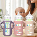 BUSOHA 3 Pack Silicone Sleeves for Dr. Brown's Glass Baby Bottles - Drop Protection Baby Bottle Sleeves Compatible with Dr. Brown's Newborn Glass Bottles with Silicone Handles,9oz by TinyTreasures Baby Boutique