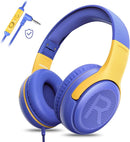 Kids Headphones Wired with Microphone for ipad Computer Laptop for Boys Girls Volume Limit Foldable Over Ear Headset for School 3.5mm Jack by TinyTreasures Baby Boutique