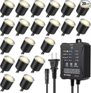 SMY Lighting Dimmable LED Deck Lights with Timer and Photocell Sensor and Protecting Shell φ32mm,20Pack Outdoor LED Smart Deck Lighting IP67 Waterproof for Garden,Yard Stair, Patio, Floor Decoration by GreenHaven Gardens