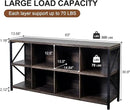 8 Cube Storage Organizer Bookshelf, Industrial Horizontal Bookcase, Accent Cubby Shelf, Media Console Table for Living Room, Home Office, 63 Inches, Dark Grey Oak by CozyNest Decor