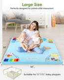 Baby Play Mat, 50''x50'' Playpen Mats with 4 Sensory Development Zones for Motor Skills, Unique Crawling Mats with Non-Slip Cushioned that Fits Nicely into Any Playroom, Blue by TinyTreasures Baby Boutique