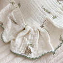 BuLuTu Muslin Toddler Pillowcase for Crib Cot Cradle, Soft Thin Kids Pillow Cover for Girls Boys, Children Pillow Cover for Sleeping with Cute Rabbit Print,14"x20", Envelope Closure by TinyTreasures Baby Boutique