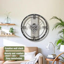 Micasso 24 inch Large Real Moving Gears Wall Clock: Black Industrial Steampunk Roman Numeral Clock - Modern Wall Decor for Living Room/Entryway/Office by CozyNest Decor