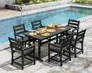 7pcs Outdoor Dining Set, HDPE Patio Dining Set for 6, All-Weather Outdoor Table and Chairs with Umbrella Hole & Adjustable Pads, Modern Patio Furniture Set for Backyard, Poolside &Lawn (Black) by GreenHaven Gardens