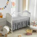 Tufted Ruffle Crib Bedding Set 3 Pieces Baby Boho Quilted Comforter with Fitted Sheet and Bed Skirt - Cute Ruffled Shabby Chic Baby Bedding Soft Blanket Design Gray by TinyTreasures Baby Boutique