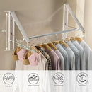 Dr.DJ Clothes Drying Rack with Rod, Wall-Mounted Retractable & Foldable Clothes Hanger for Laundry Room Organization and Storage, Metal Clothes Hanger Rack for Dorm, Closet, Balcony 2Rack,1Rod White by CozyNest Decor