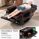 Dual Motor Power Lift Recliner Chair for Adult & Elderly, Infinite Position Lay Flat Lift Chair with Heat & Massage, Cup Holder, Lumbar Pillow, Wireless Charger, USB Ports, Leather (Brown) by CozyNest Decor