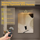 Wireless Picture Lights with Remote and Timer Rechargeable Brass Gallery Lighting Battery Operated Art Lights Over Frame Portrait 5W 24'' Inch Warm White by CozyNest Decor