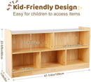 Montessori Shelf, 47-1/4" L Toy Shelf, Toy Storage Organizer with 2-Layer Bookshelf, 5-Section Wooden Storage Cabinet, Bookshelf for Kids Rooms, Playroom, School, Nursery by TinyTreasures Baby Boutique