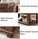 Farmhouse Coffee Tables for Living Room,Square Living Room Tables with Open Storage Shelf,Large Modern Coffee Table,Rustic Brown Center Table,Walnut by CozyNest Decor