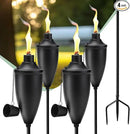 4 Pack Garden Torches for Outside， 22 oz Metal Citronella Torch with 3-Prong Grounded Stake, Perfect for Patio, Lawn, and Backyard Décor by GreenHaven Gardens